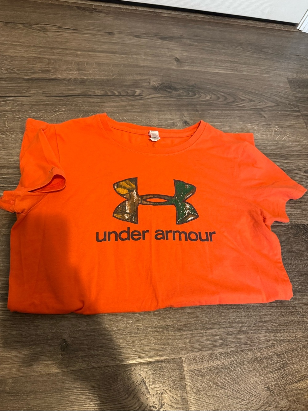 Under Armour Orange Short Sleeve Tee with Camo Logo